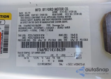 2019 Ford Mustang Gt Premium из США, поврежденный, VIN 1FA6P8CF1K5186289